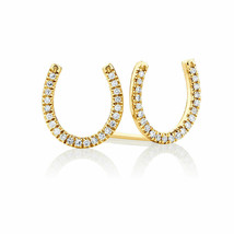 14K Argent Plaqué or Jaune Rond Imitation Diamant Fer Boucles D&#39;Oreilles - £141.19 GBP
