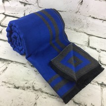 Winter Wrap Shawl Gray Blue Rose Reversible  Scarf Wide Soft Warm - £11.91 GBP