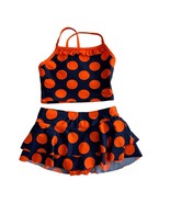 Hanna Andersson Navy Blue Orange Polka Dot Ruffle Bottom 2 Pc Swimsuit G... - £12.57 GBP
