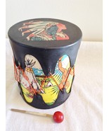 Vintage Native American Child&#39;s Tom-Tom, Drum, Indian Chief w/ Stick - $390.45 MXN