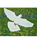 Painting White Dove Original Signed Collectible Art Bird Doves Landscape... - $34.08