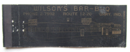 Wilson&#39;s Bar-B-Q  Gary, Indiana Restaurant 20 Strike Full-Length Matchbook Cover - £1.36 GBP