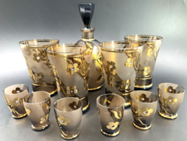 Vintage Hand Blown Glass Liquor Decanter Shot Glasses Tumblers CZECHOSLO... - $173.25