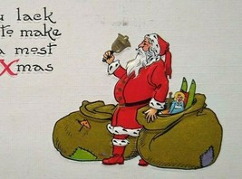 Vintage Christmas Postcard Santa Claus Bergman Embossed 7010 Bangor Maine 1913 - £9.79 GBP