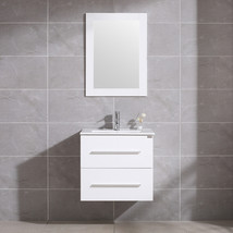 24&quot; Bathroom Vanity Sink Set Wall Mount Floating Cabinet + Mirror &amp; Fauc... - £311.74 GBP