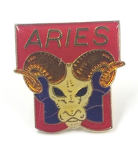 VTG Aries Ram Head Zodiac Sign Animal Gold Tone Enamel Lapel Pin 1988 AGB Taiwan - £7.90 GBP
