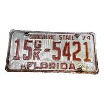 Vintage 1974 Florida Sunshine State Collectible License Plate 15 G/K 5421 Tag # - £22.28 GBP
