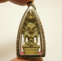 Phra Nakprok Buddha protect by 7 heads Naga snakes Thai Antique amulet strong pr - £1,199.49 GBP