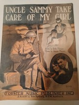 Original WWI Sheet Music, 1918, Uncle Sammy Take Care of My Girl - £12.08 GBP