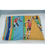 Vintage kids room  NBA pleated drape set  basketball players design sear... - $47.36 CAD