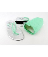 Ladies&#39; Folding Flip-Flops w/Pouch, AQUA / GREEN ~ Spa, Beach, Pool, Shower - $169.41 MXN