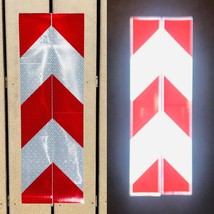 Vertical White &amp; Red Reflective Chevron Panel (Multiple Sizes) Decal Saf... - £49.29 GBP+