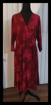 Torrid Red Pink Floral Faux Wrap Knit Dress Sz 0 Fits US 12 Midi NWT - $17.81