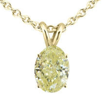 Oval Shape Diamond Solitaire Pendant Natural Fancy Yellow 14K SI2 0.83 Carat GIA - £1,394.87 GBP