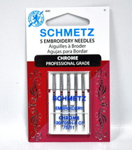 Schmetz Chrome Embroidery Needle 5 ct, Size 75/11 - £6.20 GBP