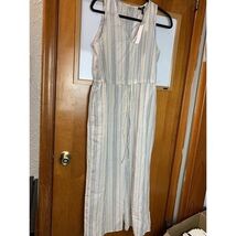 Anthropologie DREW Striped Linen Blend Sleeveless Wide Leg Jumpsuit Size... - $66.00
