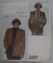 Vogue Pattern 2257 Calvin Klein Men&#39;s Double or Single-Breasted Jacket Size 42 - £9.41 GBP