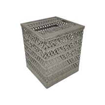Vintage Filigree Hollywood Regency Square Cube Silver Metal Tissue Box H... - $331.79 MXN