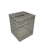Vintage Filigree Hollywood Regency Square Cube Silver Metal Tissue Box H... - $333.38 MXN