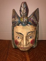 Vintage Hand Carved Wooden Mexican Ritual Dance Mask Wall Hanging Man Bird - $1,799.73 MXN