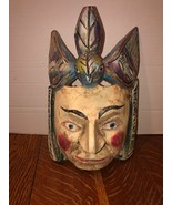 Vintage Hand Carved Wooden Mexican Ritual Dance Mask Wall Hanging Man Bird - $1,760.47 MXN