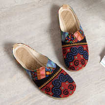 Harajuku Summer Women Floral Embroidered Canvas Mules Slippers Hawaii Fashion La - £25.25 GBP