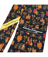 Salvatore Ferragamo Men&#39;s Silk Tie Made In Italy 50&quot; Length Multicolor P... - $48.00