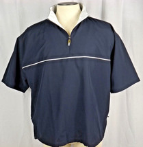 PGA Tour Mens Pullover 1/4 Zip Royal Blue White Jacket Sz L 100% Polyester - $17.81