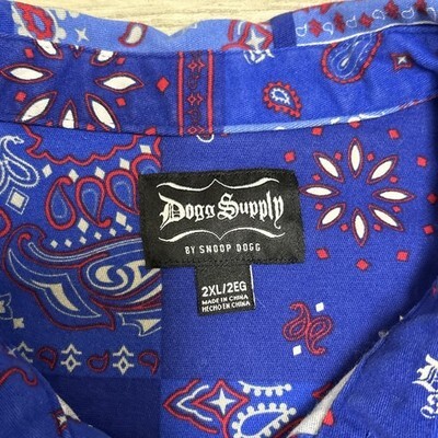 Snoop Dogg Dogg Supply Shirt Mens 2XL Blue Bandana Print Short Sleeve Cotton Item image 7