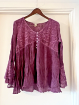 XL INDIGO THREAD Plum Purple Lagenlook Whimsy Goth Fairy Boho Bell Sleev... - $26.99