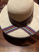 Vintage Beige Straw Wide 3 Inch Brim Hat - £43.72 GBP