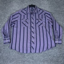 Wrangler Shirt Men 2XL Purple Plaid Flannel Western Pearl Snap Long Sleeve Adult - £16.65 GBP