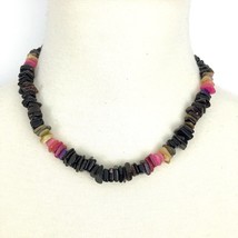 COLORFUL dyed shell beaded choker necklace - nautical beach surfer resort 18&quot; - £10.41 GBP