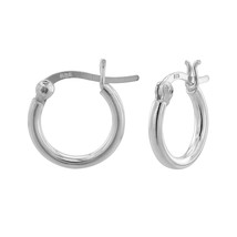 925 Sterling Silver 14 mm Plain Hoop Earrings - £11.94 GBP