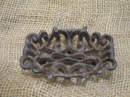 Cast Iron Scroll  Business Card Holder Coin Dish Key Tray Decor Home Office - $14.99