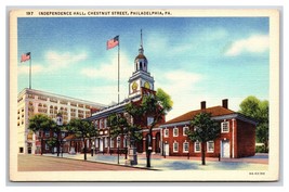 Chestnut Street Viewl Independence Hall Philadelphia PA UNP Linen Postcard Y13 - £1.50 GBP