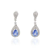 14K White Gold Sapphire Diamond Drop Earrings - £1,118.88 GBP