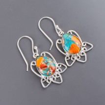 Spiny Oyster Gemstone 925 Silver Earring Handmade Jewelry Earring 1.70&quot; - £8.48 GBP