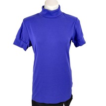 Vs Tee Shop Misses XL Blue Turtleneck Short Sleeve Top - £9.13 GBP