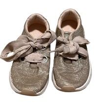 Zara Kids Sz 31 (US Sz 1) Girls Lace Up Rose Gold Glitter Sneakers - £10.56 GBP