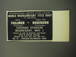 1957 International Boxing Club Ad - Gene Fullmer vs. Sugar Ray Robinson - £14.82 GBP