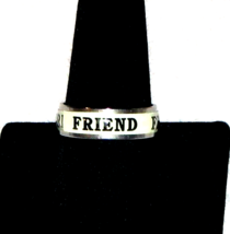 Friendship Black on White inlay on Stainless Spinner Stress Reliver Ring 8.75 - £11.84 GBP