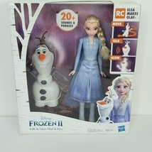 Disney Frozen II Talk &amp; Glow Olaf &amp; Elsa Figurines Dolls Hasbro 20+ Sounds NEW - £24.99 GBP