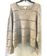 Ana Womens NWT XXL Gray Metallic Thread Sequined Sweater - $21.78