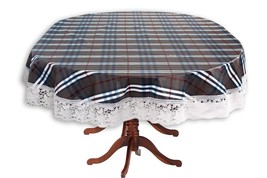 6 Seater Oval Dining Table Cover with White Border Lace(Multicolour WxL60x90inch - £26.86 GBP