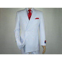 Men Apollo King Double Breasted Suit Classic Peak Lapel Pleated DM26 White image 12