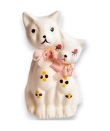 Vintage ArtMark Kitsch Porcelain Cats Figurine - Pink Ribbons - Excellent - $342.12 MXN
