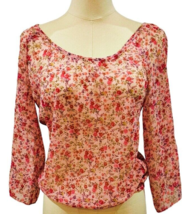 Floral Top Blouse Womens Size Small Cottagecore Cold Shoulder Rubber Duc... - $13.44
