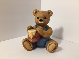 Teddy Bear w/Honey Jar Figure Figurine Porcelain HOMCO 1425 Made in Taiwan - $5.64