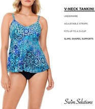 Swim Solutions Womens Underwire Tankini Top Color Santorini Size 10 - £55.93 GBP